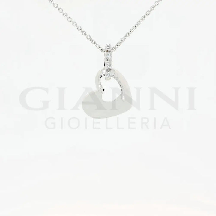 Girocollo Crivelli - Pendente Fantasia Cuore in Oro Bianco con Diamanti Collane