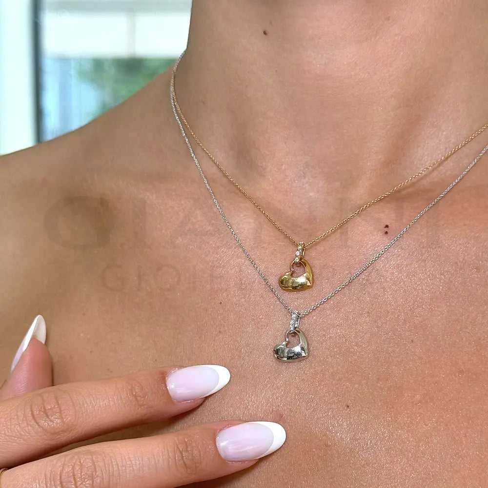 Girocollo Crivelli Pendente Fantasia Cuore in Oro Bianco con Diamanti Collane