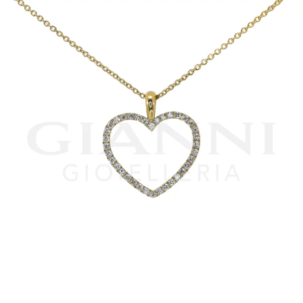 Girocollo Crivelli - Pendente Fantasia Cuore in Oro Giallo con Diamanti - Collane