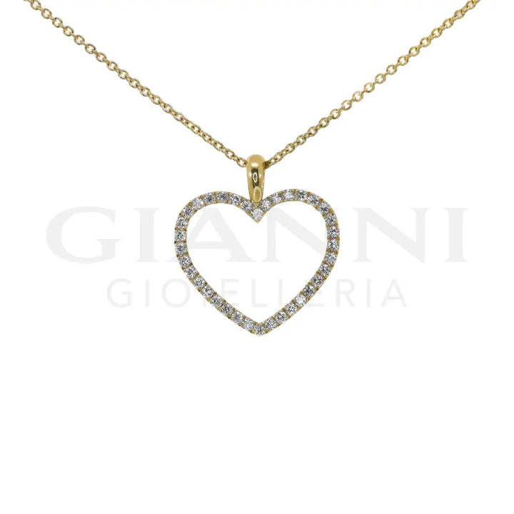 Girocollo Crivelli - Pendente Fantasia Cuore in Oro Giallo con Diamanti - Collane
