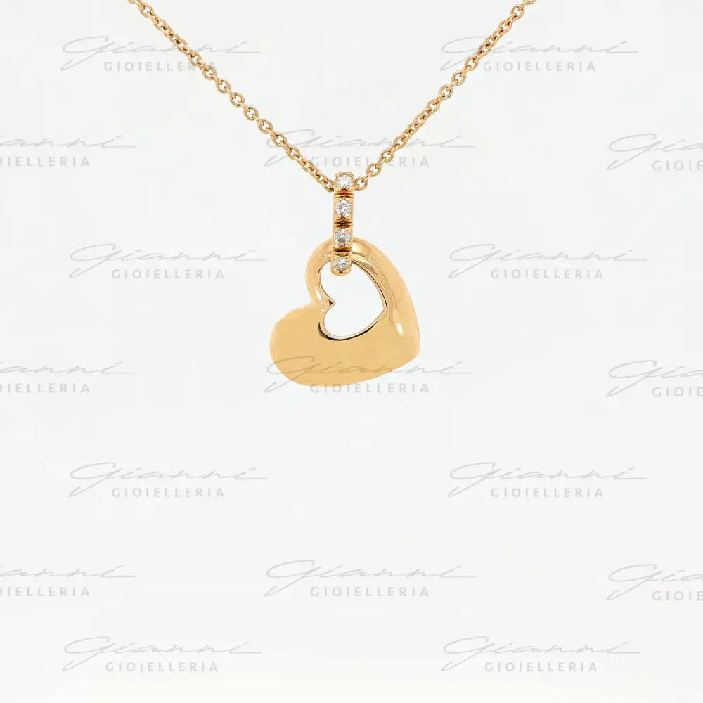 Girocollo Crivelli - Pendente Fantasia Cuore in Oro Rosa con Diamanti Collane
