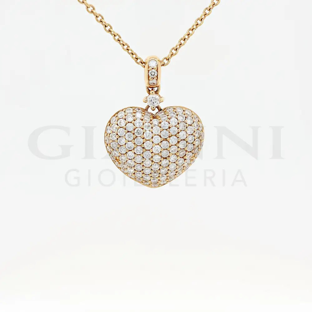 Girocollo Crivelli - Pendente Fantasia cuore in Oro Rosa con Diamanti Collane