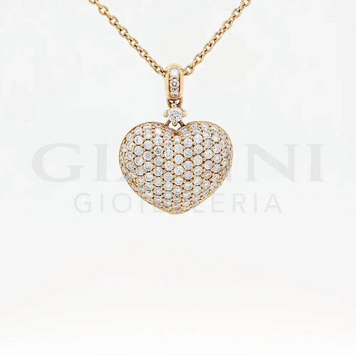 Girocollo Crivelli - Pendente Fantasia cuore in Oro Rosa con Diamanti Collane