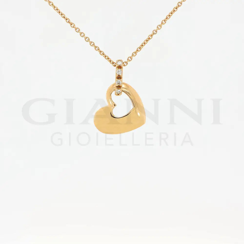 Girocollo Crivelli - Pendente Fantasia Cuore in Oro Rosa con Diamanti Collane