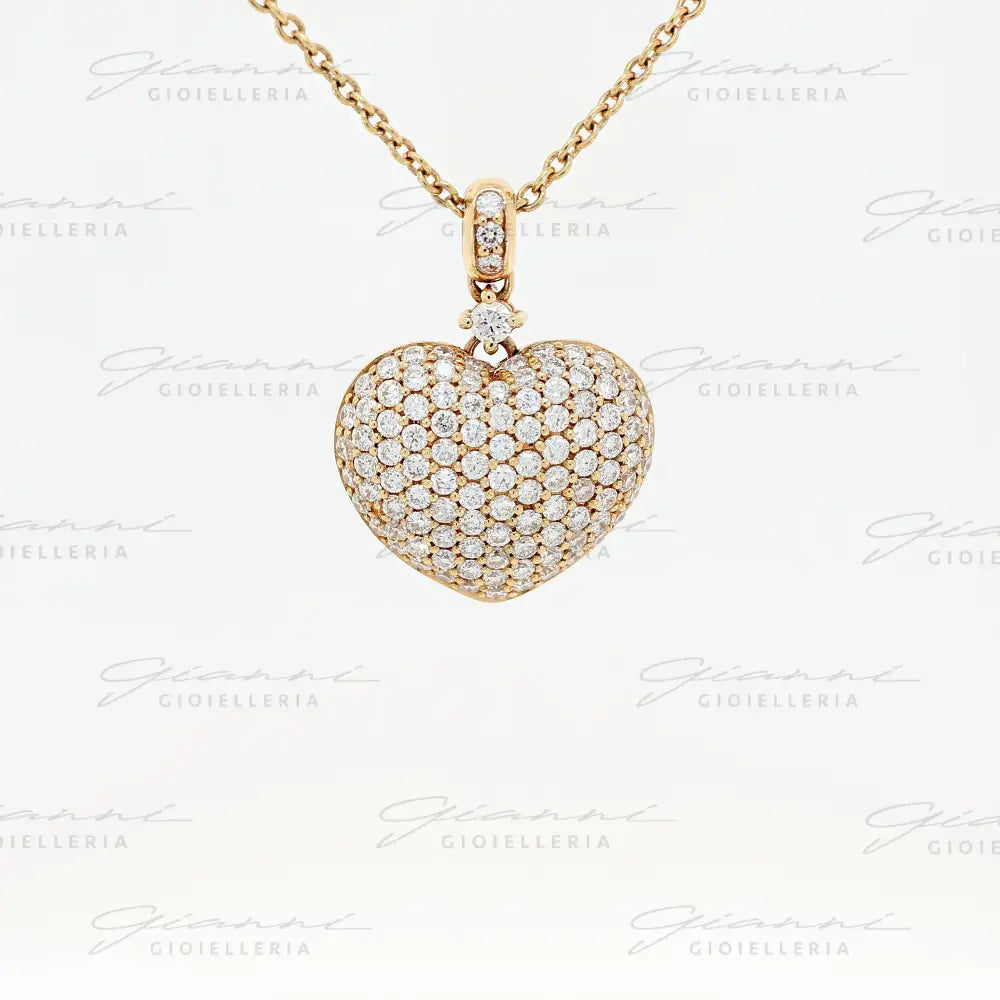 Girocollo Crivelli - Pendente Fantasia cuore in Oro Rosa con Diamanti Collane