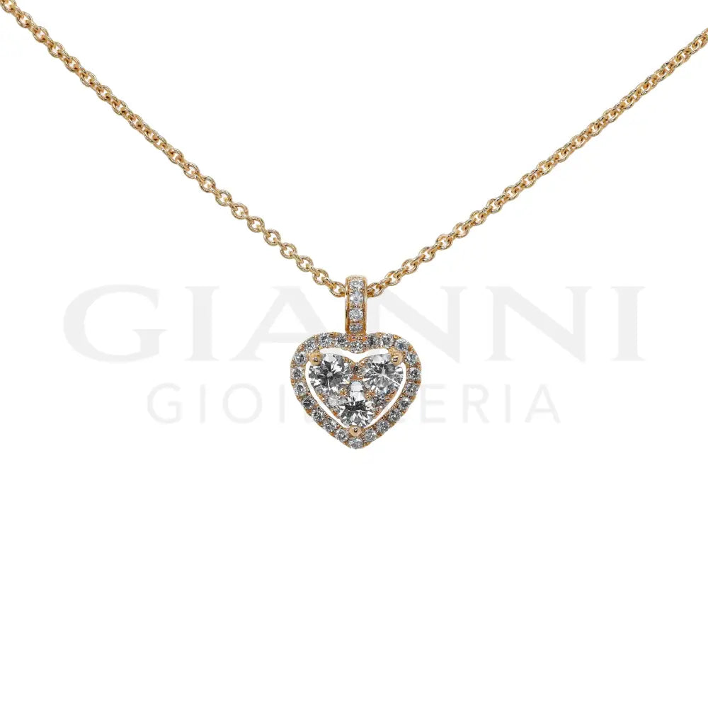 Girocollo Crivelli - Pendente Fantasia Cuore in Oro Rosa con Diamanti - Collane
