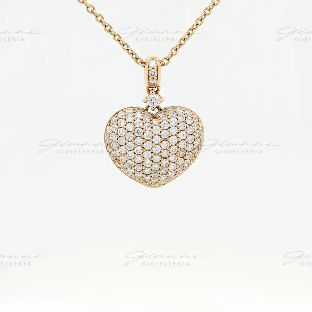 Girocollo Crivelli - Pendente Fantasia cuore in Oro Rosa con Diamanti Collane