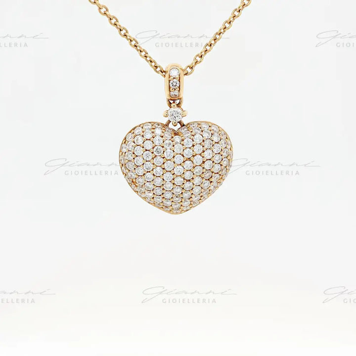 Girocollo Crivelli - Pendente Fantasia cuore in Oro Rosa con Diamanti Collane