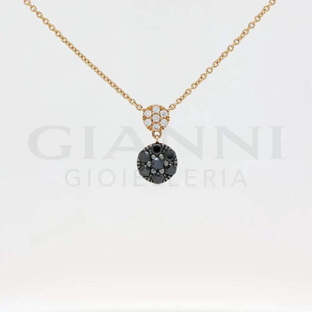 Girocollo Crivelli - Pendente in Oro Rosa con Diamanti Bianchi e Diamanti Neri Collane