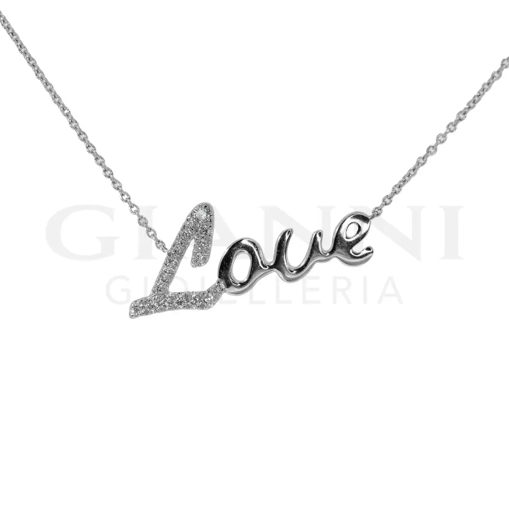 Girocollo Crivelli - Pendente ’Love’ in Oro Bianco con Diamanti - Collane