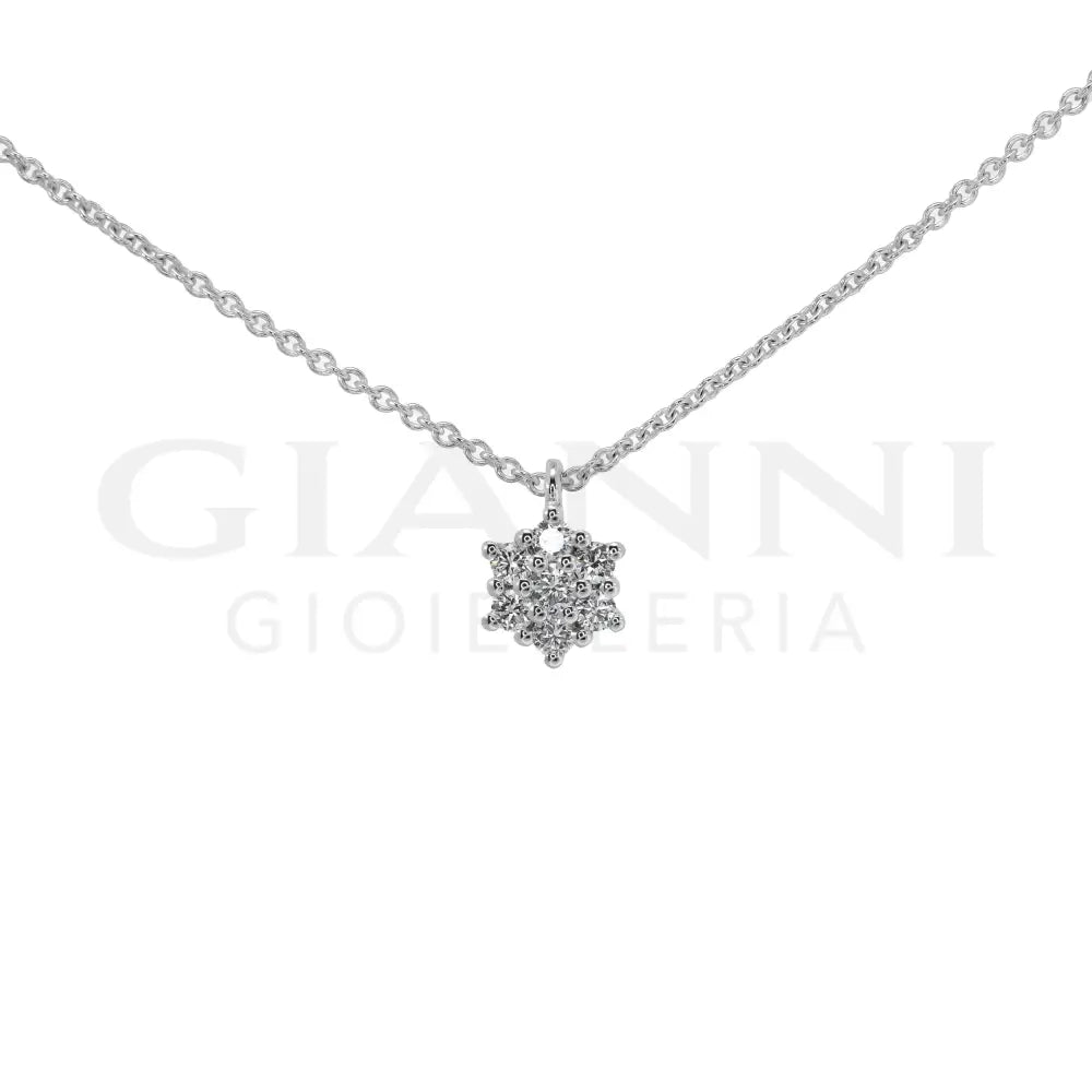 Girocollo Crivelli - Pendente Moretta 0,10 ct. in Oro Bianco con Pavè di Diamanti - Collane