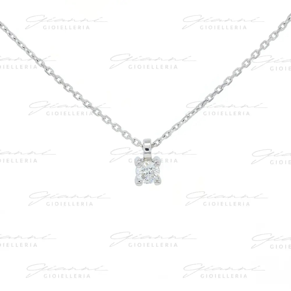 Girocollo Crivelli Pendente Punto luce 0,20 ct. in Oro Bianco Collane