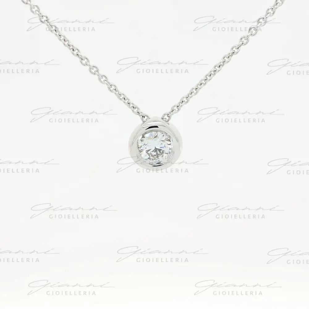 Girocollo Crivelli - Light Punto Luce in Oro Bianco con Diamante centrale Collane
