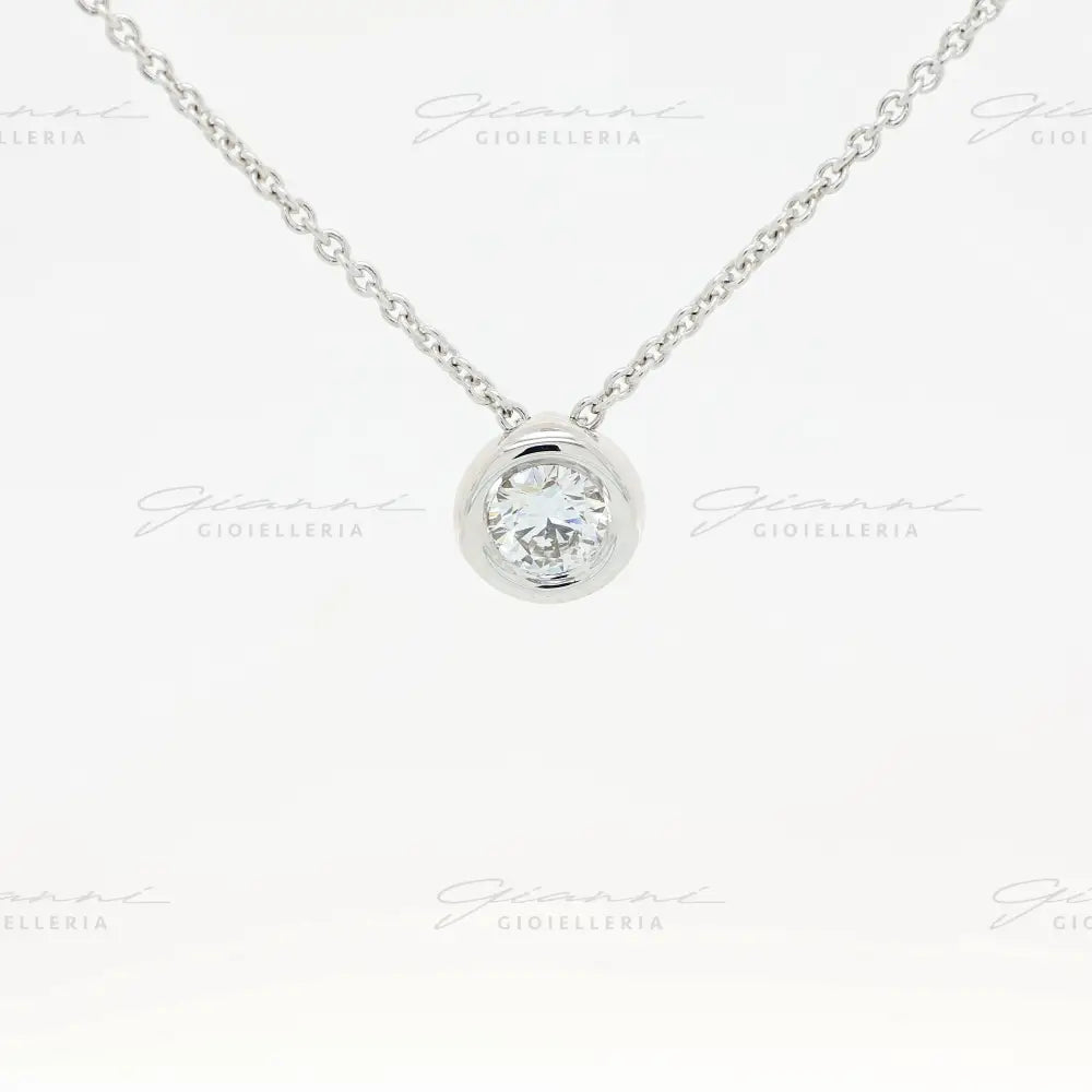Girocollo Crivelli - Light Punto Luce in Oro Bianco con Diamante centrale Collane