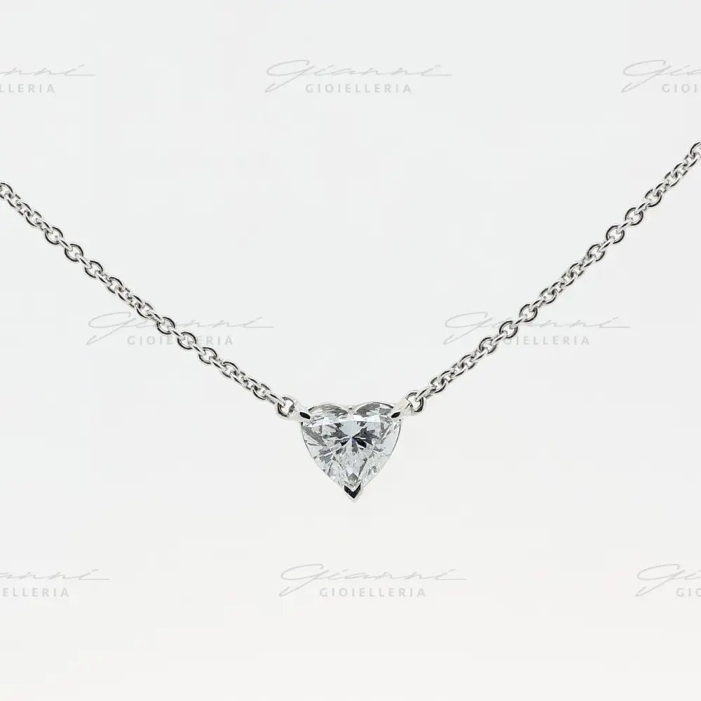 Girocollo Crivelli - Punto Luce con Diamante taglio Cuore in Oro Bianco Collane