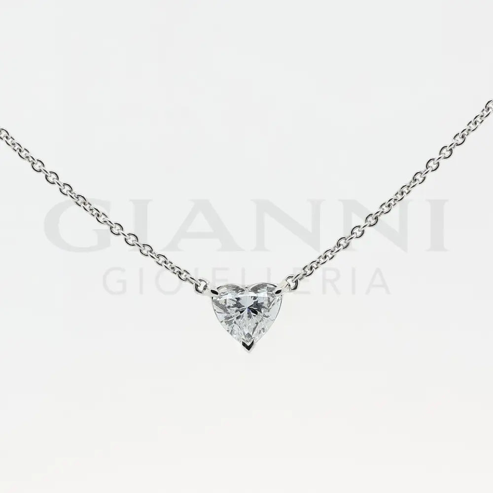 Girocollo Crivelli - Punto Luce con Diamante taglio Cuore in Oro Bianco Collane