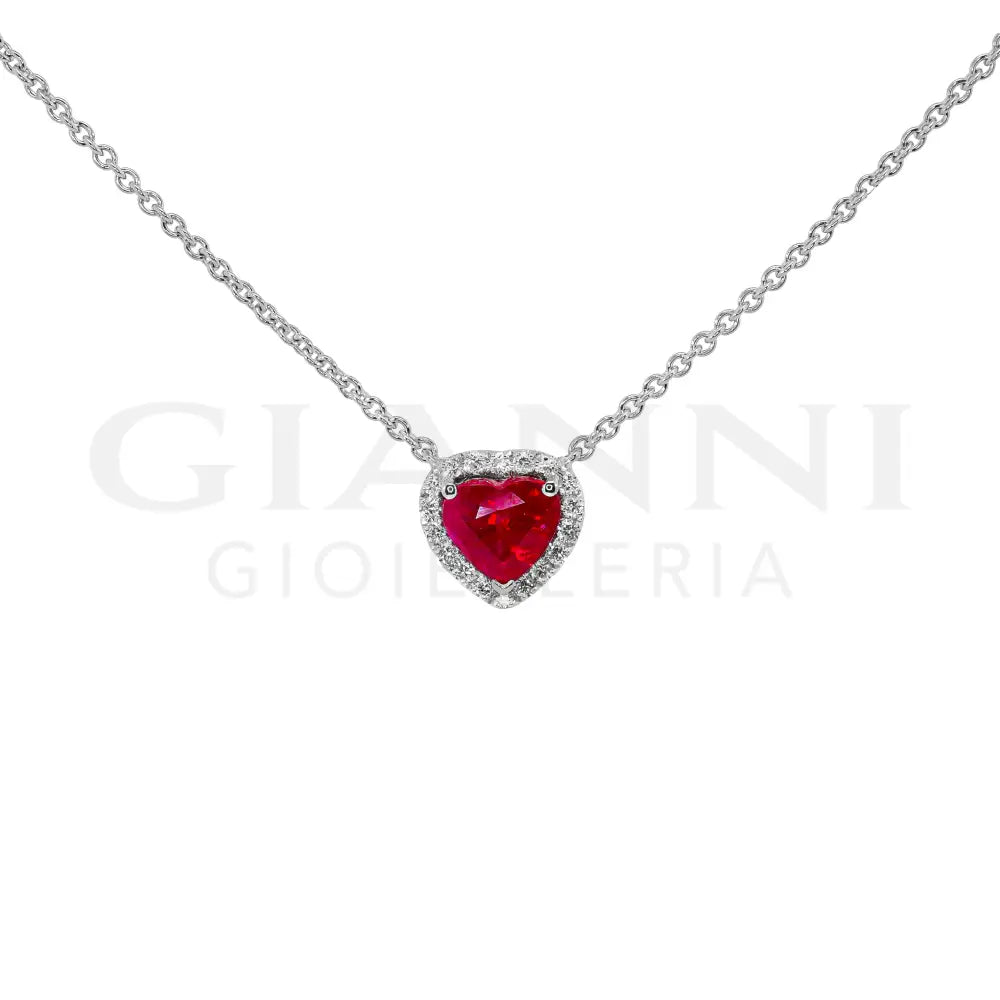 Girocollo Crivelli - Rubino in Oro Bianco e contorno di Diamanti Collane