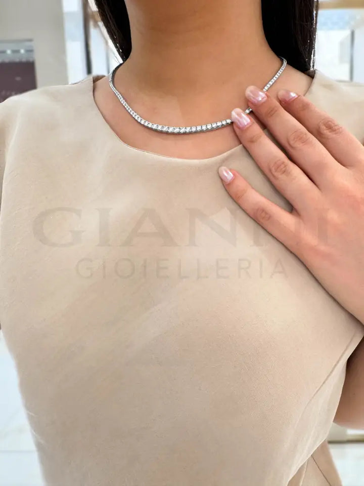 Girocollo Crivelli - Tennis in Oro Bianco e Diamanti - Collane