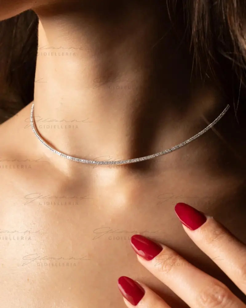 Girocollo Crivelli - Tennis Rigido in Oro Bianco e Diamanti Collane