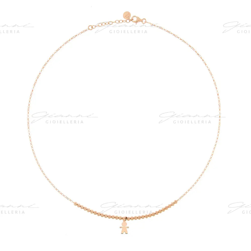 Girocollo Rue Des Mille - Pallini Con 1 Soggetto Micro Bimbo Oro Rosa Collane