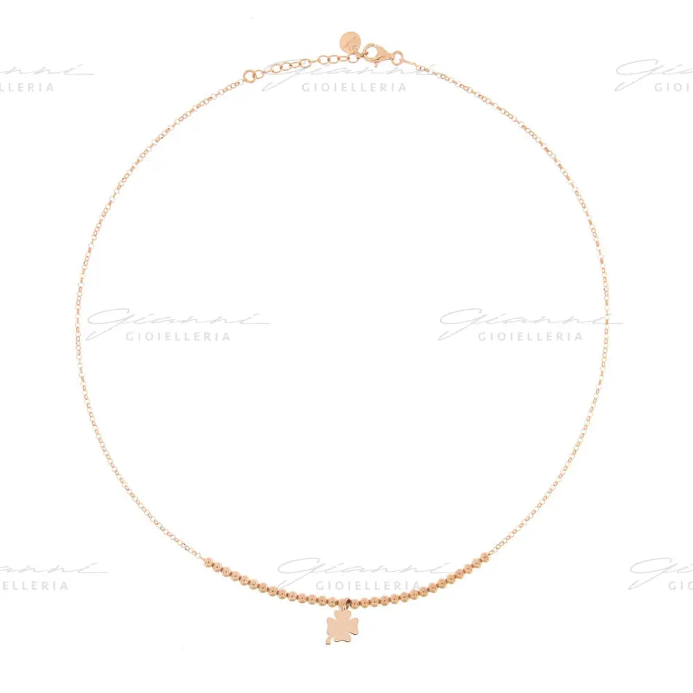 Girocollo Rue Des Mille - Pallini Con 1 Soggetto Micro Quadrifoglio Oro Rosa Collane