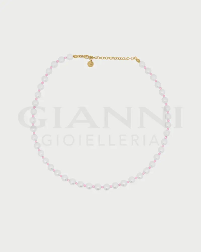 Girocollo Rue Des Mille - Perla e zirconi milky rosa - Collane