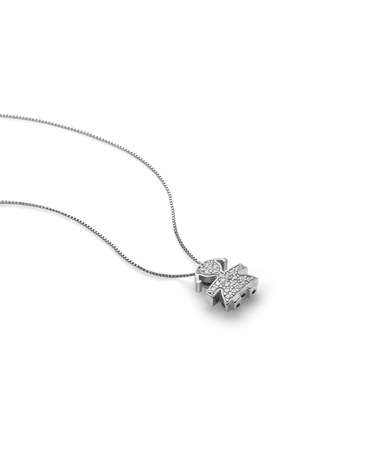 Collana leBebé - Tesorini con sagoma bimba in oro bianco e diamanti