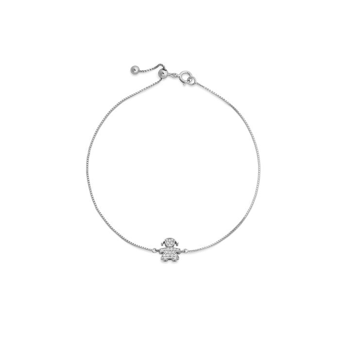 Bracciale leBebé - I Tesorini con sagoma bimba in oro bianco e diamanti