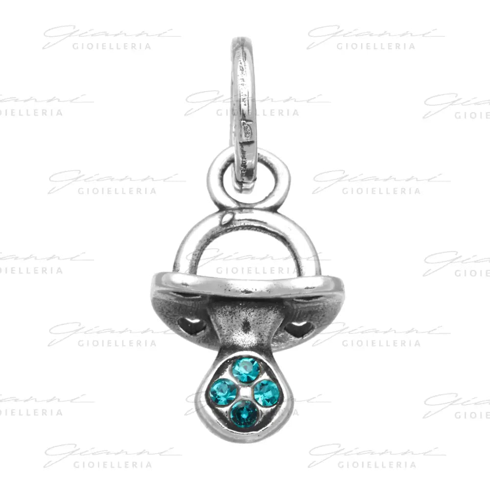 Mini Charm Giovanni Raspini - Ciuccio Crystal Azzurro Charm