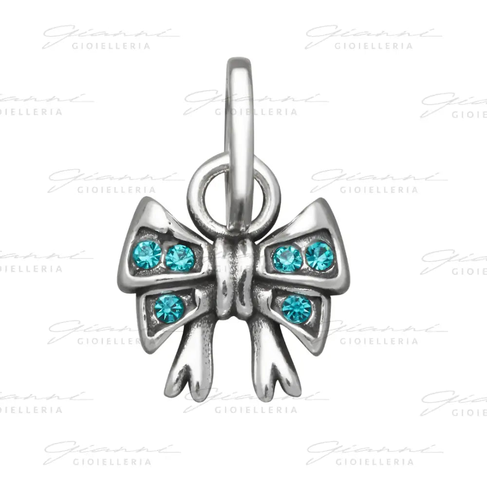 Mini Charm Giovanni Raspini - Fiocco Crystal Azzurro Charm