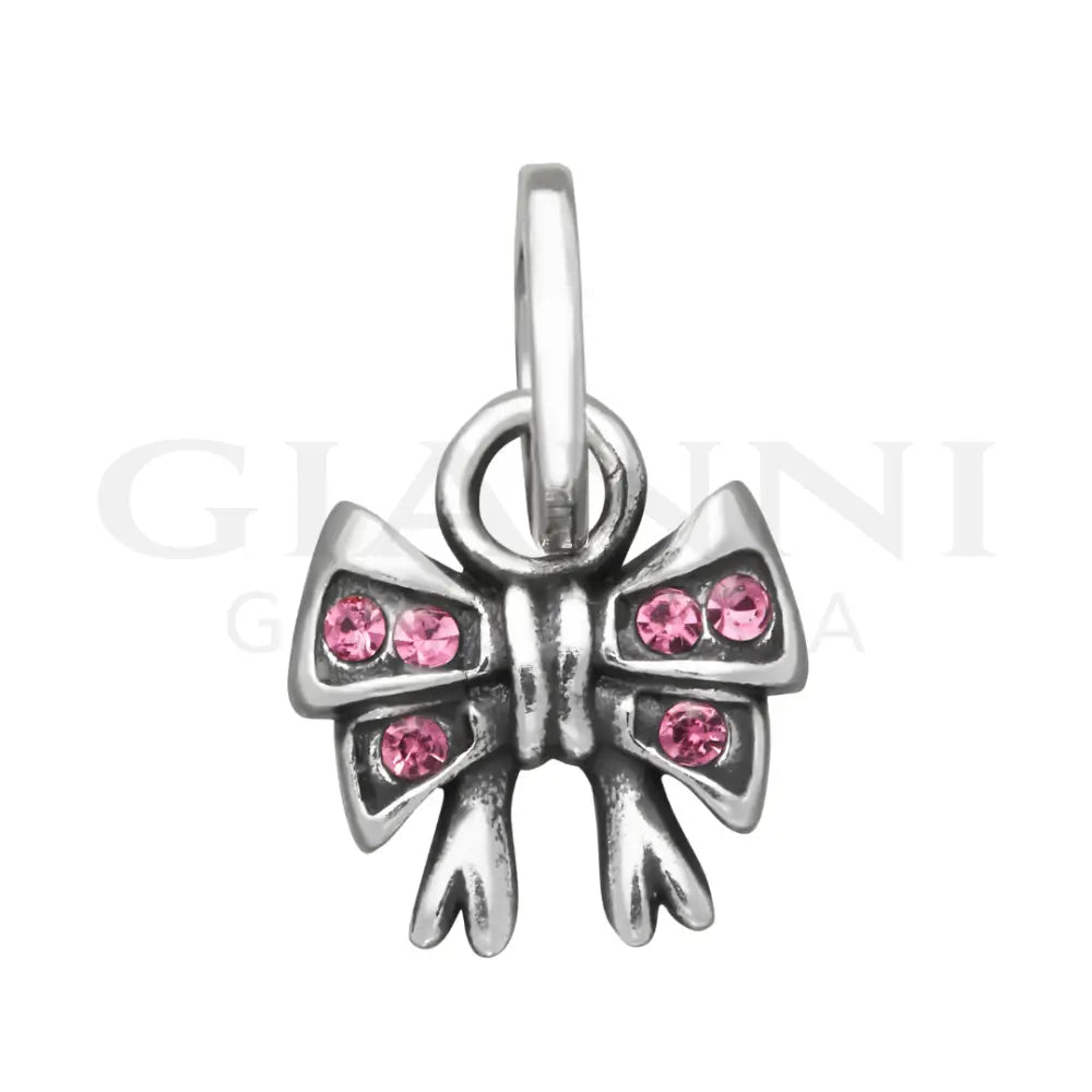 Mini Charm Giovanni Raspini - Fiocco Crystal Rosa Charm