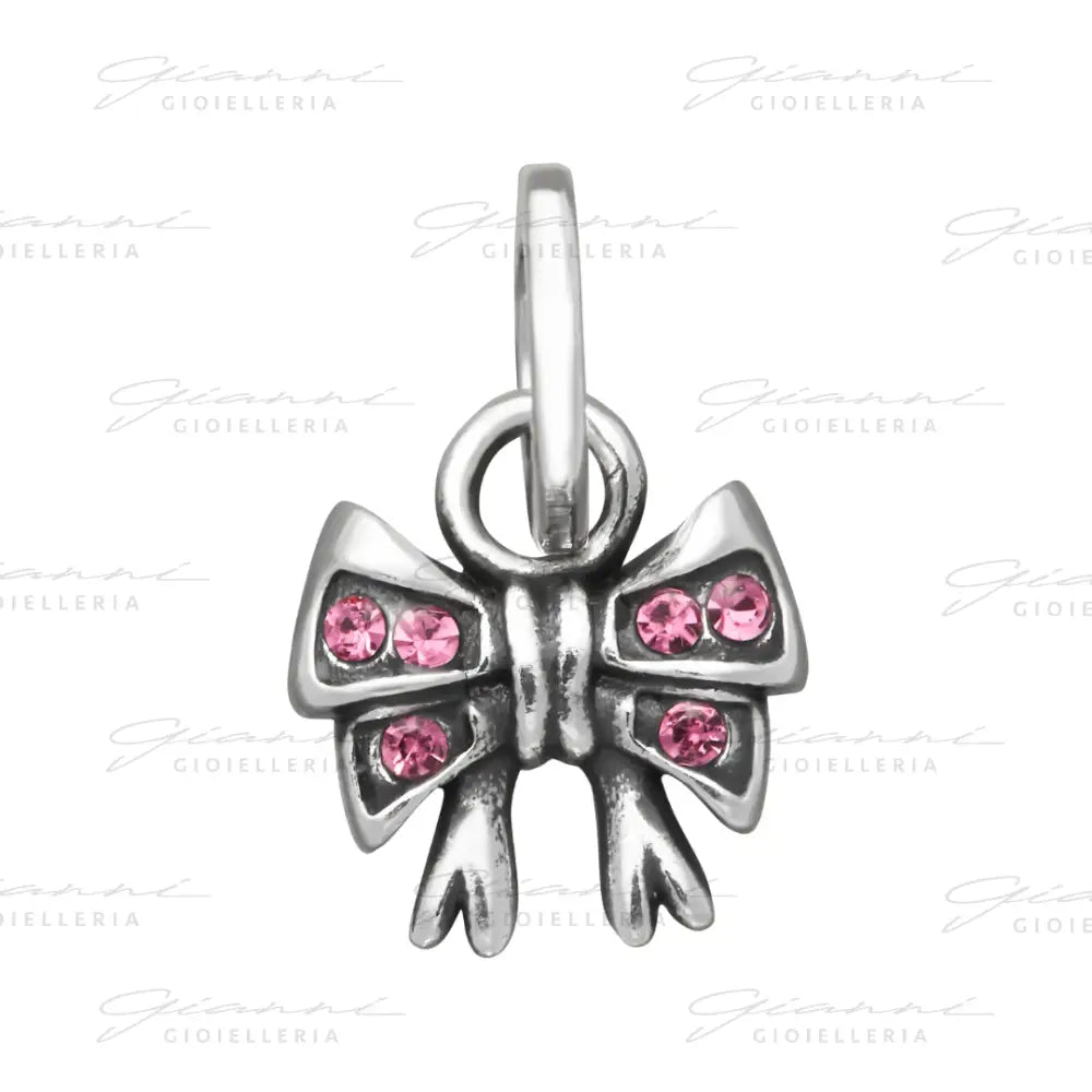 Mini Charm Giovanni Raspini - Fiocco Crystal Rosa Charm