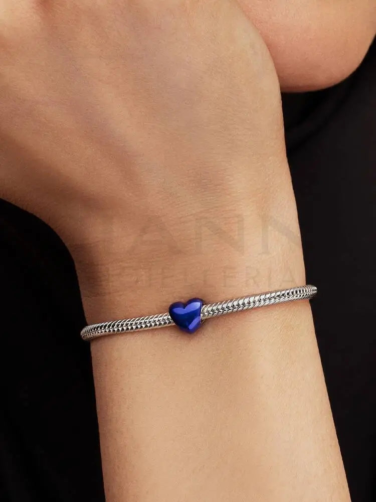 Mini Charm Pandora - Cuore effetto metallico blu - Charm