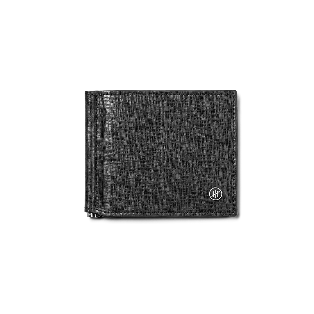 Portacarte Montegrappa - Signet Series con Clip, Pelle Saffiano Nero