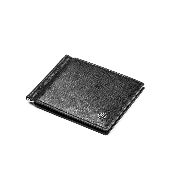 Portacarte Montegrappa - Signet Series con Clip, Pelle Saffiano Nero
