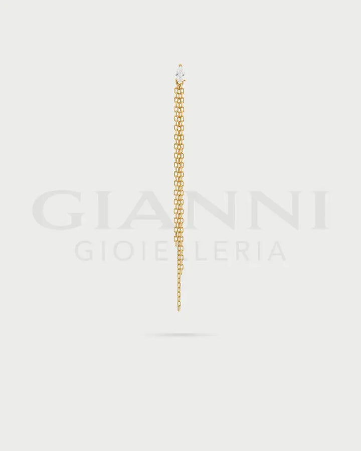 Mono Orecchino Rue Des Mille - Multi line drop frange oro giallo Orecchini