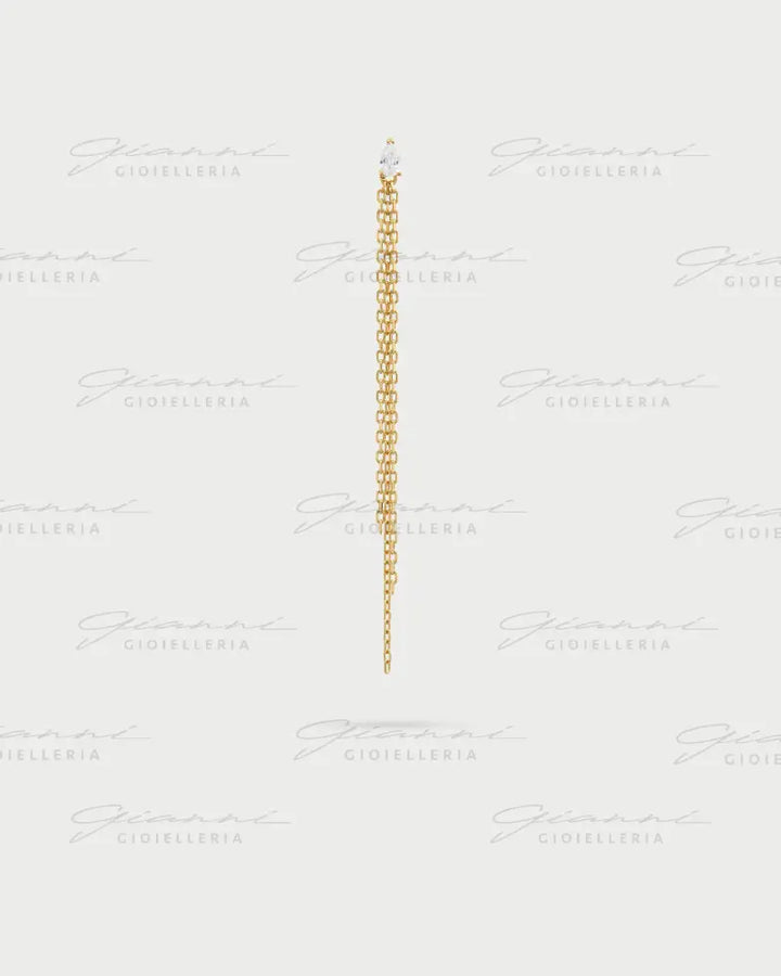 Mono Orecchino Rue Des Mille - Multi line drop frange oro giallo Orecchini