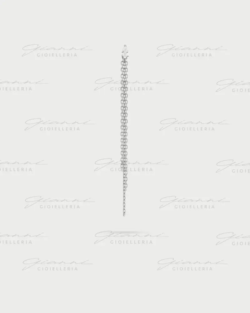 Mono Orecchino Rue Des Mille - Multi line drop frange rodio Orecchini