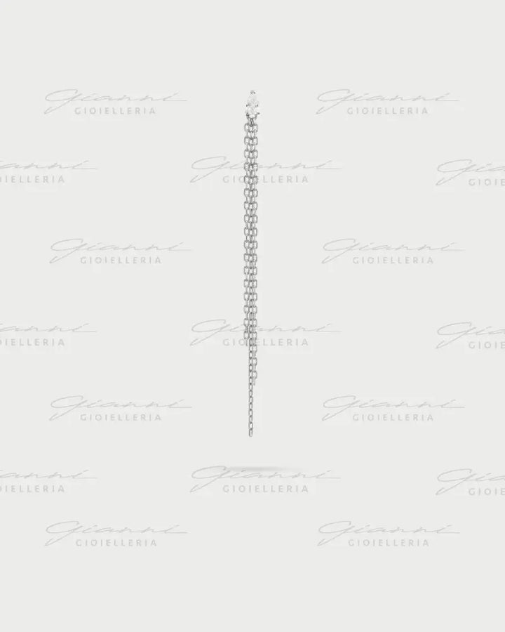 Mono Orecchino Rue Des Mille - Multi line drop frange rodio Orecchini