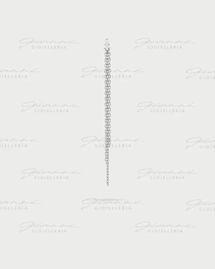 Mono Orecchino Rue Des Mille - Multi line drop frange rodio Orecchini
