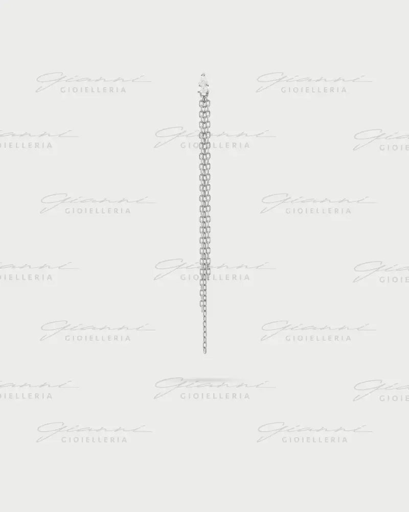 Mono Orecchino Rue Des Mille - Multi line drop frange rodio Orecchini
