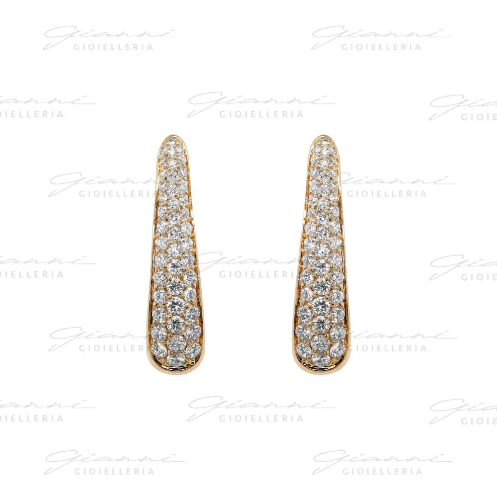 Orecchi Crivelli - Cerchi Ovali in Oro Rosa con Pavè di Diamanti Orecchini