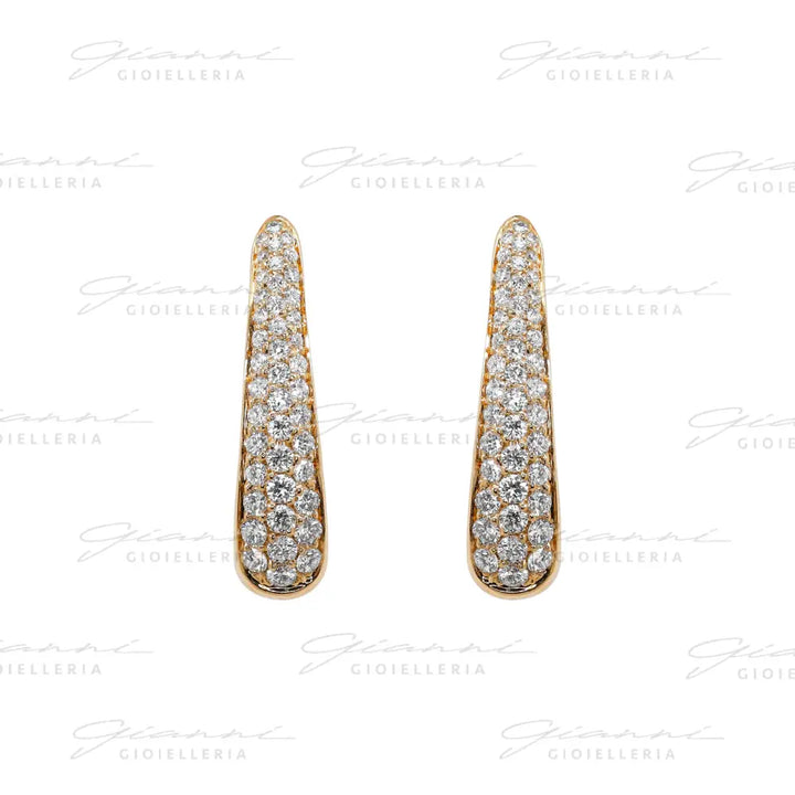 Orecchi Crivelli - Cerchi Ovali in Oro Rosa con Pavè di Diamanti Orecchini