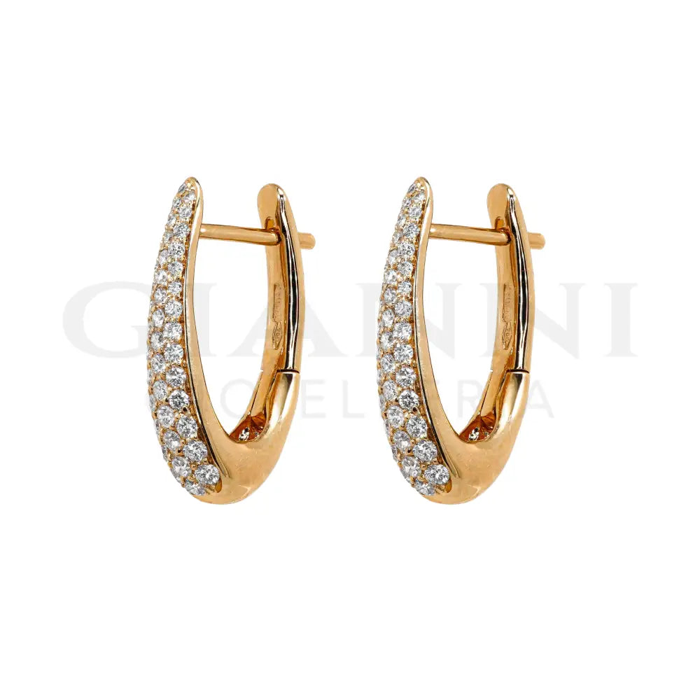 Orecchi Crivelli - Cerchi Ovali in Oro Rosa con Pavè di Diamanti Orecchini