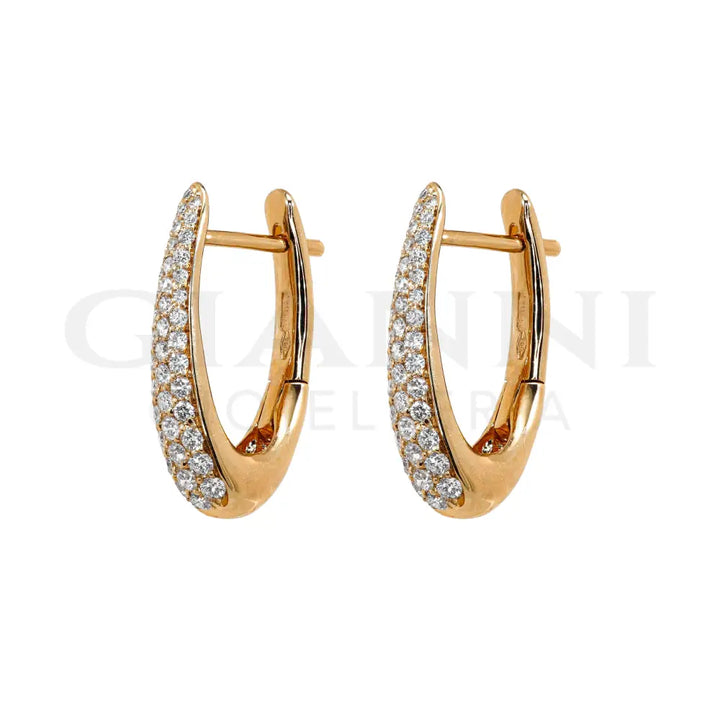 Orecchi Crivelli - Cerchi Ovali in Oro Rosa con Pavè di Diamanti Orecchini