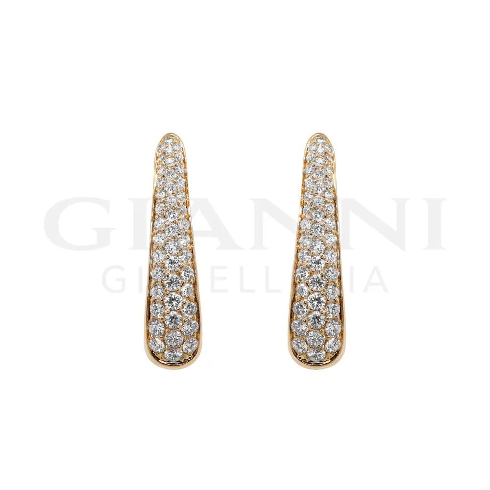 Orecchi Crivelli - Cerchi Ovali in Oro Rosa con Pavè di Diamanti Orecchini