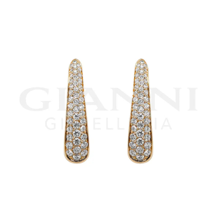 Orecchi Crivelli - Cerchi Ovali in Oro Rosa con Pavè di Diamanti Orecchini
