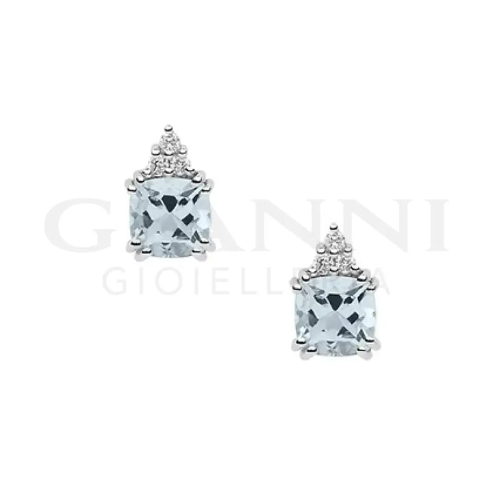 Orecchini Comete - Fantasia Acquamarina e Diamanti - Orecchini