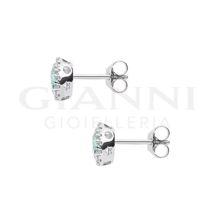 Orecchini Comete - Fantasia con Acquamarina taglio Cuore e Diamanti - Orecchini