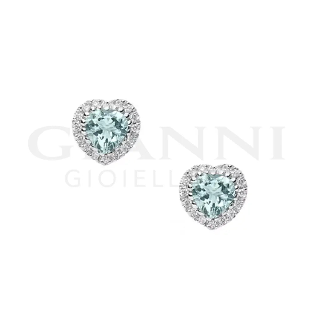 Orecchini Comete - Fantasia con Acquamarina taglio Cuore e Diamanti - Orecchini